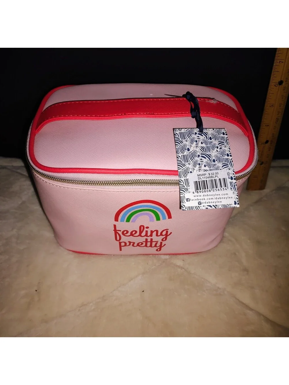 NWT Dabney Lee Pink On Pink / Rainbow Makeup Cosmetic Bag 